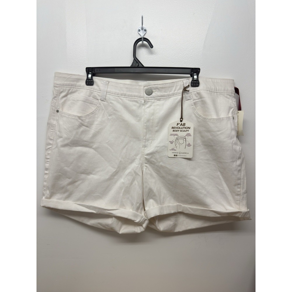 Vintage America Shorts Womens 24W White F'AB Revolution Body Sculpt New #19